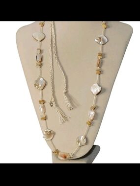 Free People Long Strand MOP Necklace Ariana Ost Lariat Bolo Adjustable NWT